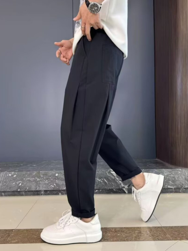Férfi könnyű nadrág kosztümhöz, egyenes szabású, slim fit, mindennapi viseletre