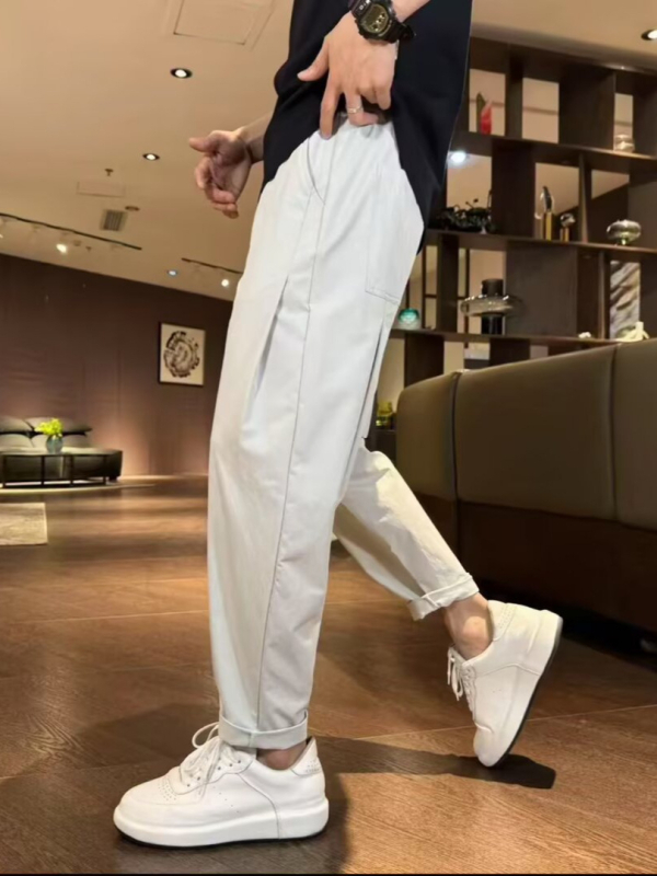 Férfi könnyű nadrág kosztümhöz, egyenes szabású, slim fit, mindennapi viseletre