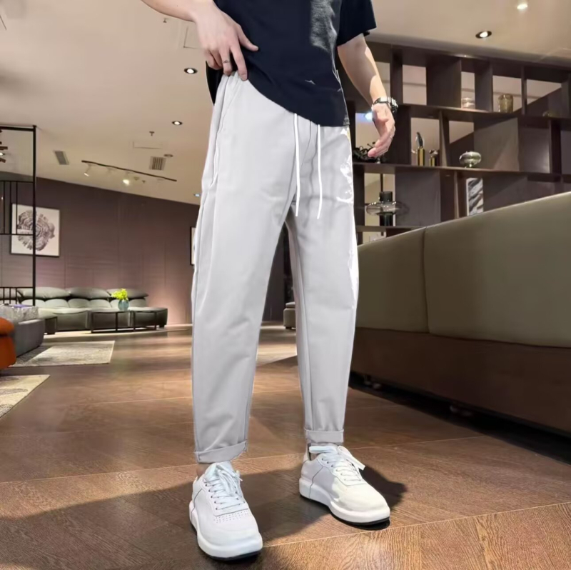 Férfi könnyű nadrág kosztümhöz, egyenes szabású, slim fit, mindennapi viseletre