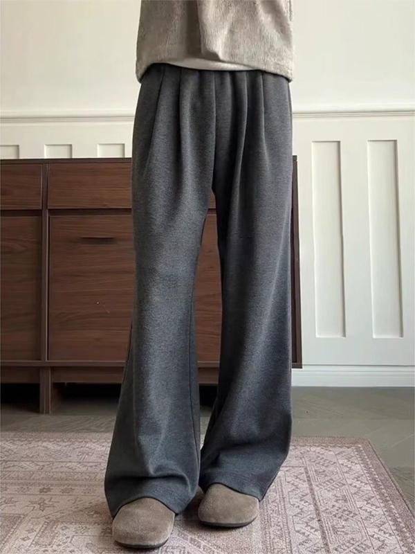 Férfi egyszínű drawstringes sportnadrág, széles lábakkal, casual, amerikai stílus, kényelmes, sokoldalú, laza fazonú, hosszú