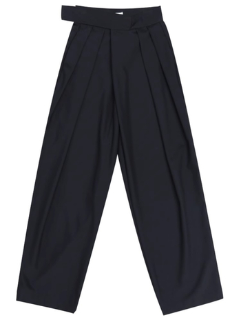 Uniszex casual nadrág Yamamoto-stílusú sötét dizájnnal, laza szabás, Velcro-zár, széles szárú, földig érő