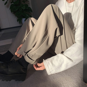 Muške lagane hlače ravnog kroja s drapom, svakodnevne, korejski stil, corduroy, zima