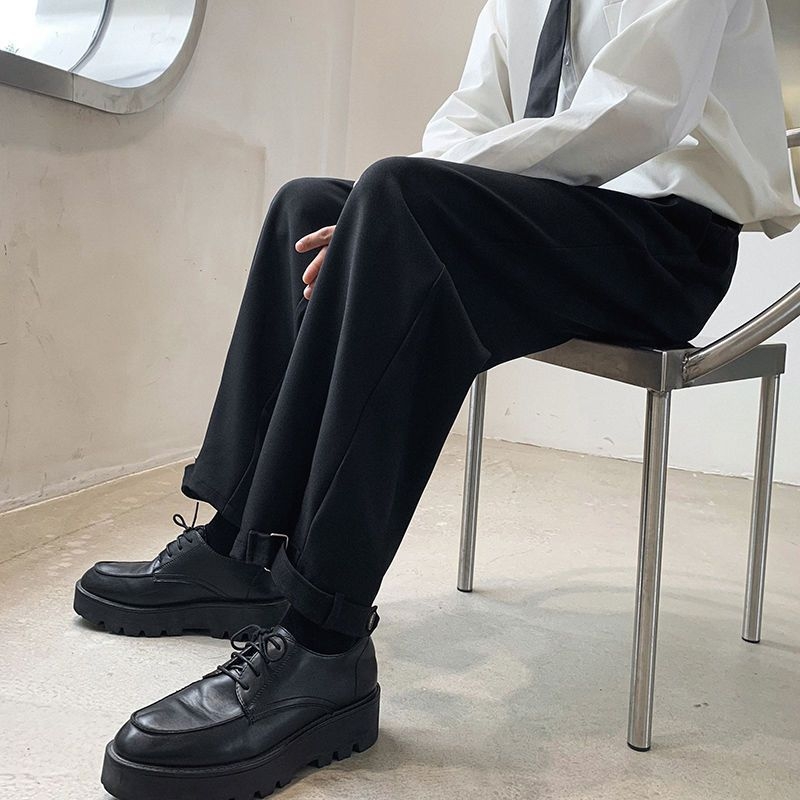 Muške lagane hlače ravnog kroja s drapom, svakodnevne, korejski stil, corduroy, zima