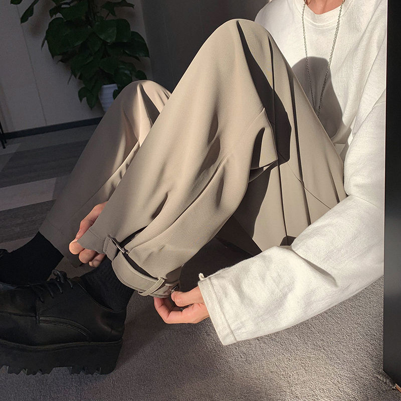 Muške lagane hlače ravnog kroja s drapom, svakodnevne, korejski stil, corduroy, zima