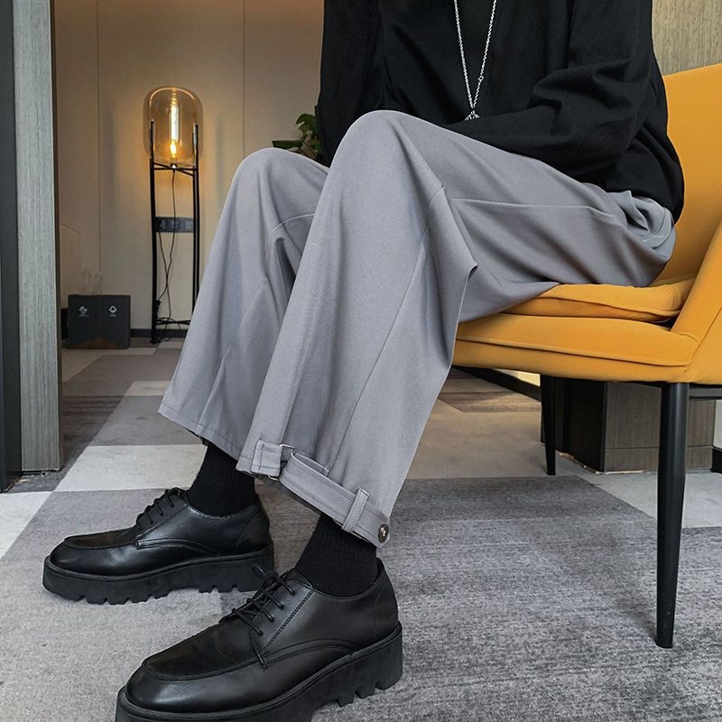 Muške lagane hlače ravnog kroja s drapom, svakodnevne, korejski stil, corduroy, zima
