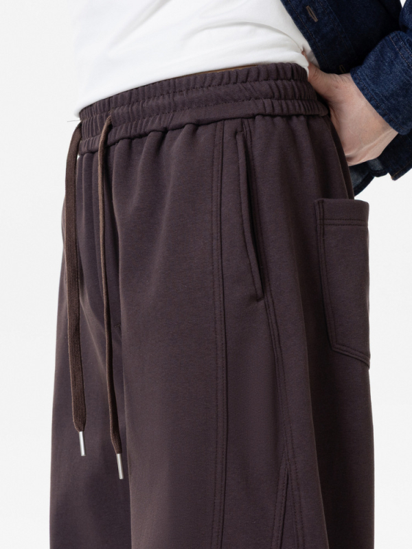 Woog2005 Fleece-béléssel és vastagított derekú férfi casual nadrág, drapírozott vonal, szabad fazon, 2026 tavasz-ősz