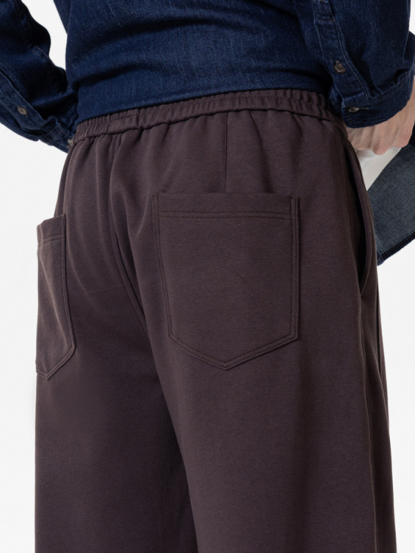 Woog2005 Fleece-béléssel és vastagított derekú férfi casual nadrág, drapírozott vonal, szabad fazon, 2026 tavasz-ősz