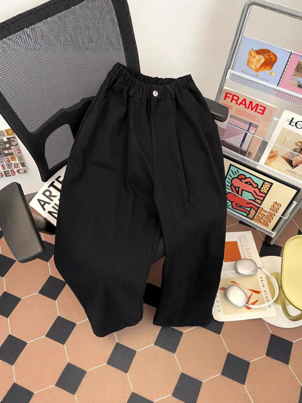 Japanske retro Cityboy muške hlače ravnog kroja, smeđa boja, drapirana tkanina, opušten kroj, duljina do poda