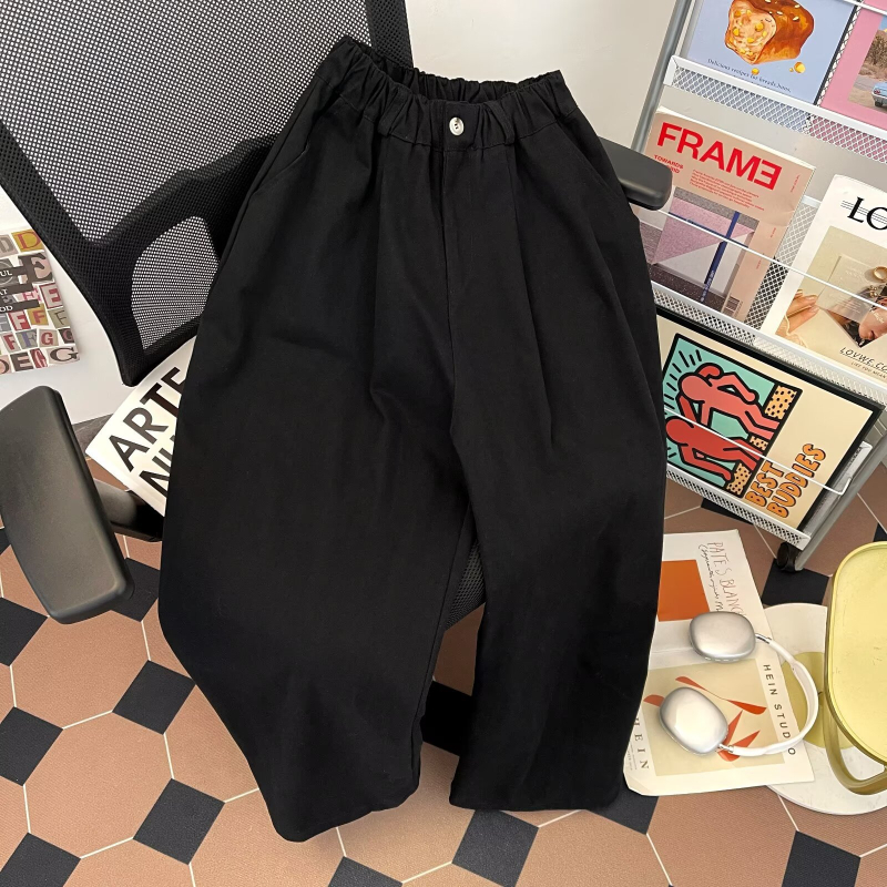 Japanske retro Cityboy muške hlače ravnog kroja, smeđa boja, drapirana tkanina, opušten kroj, duljina do poda