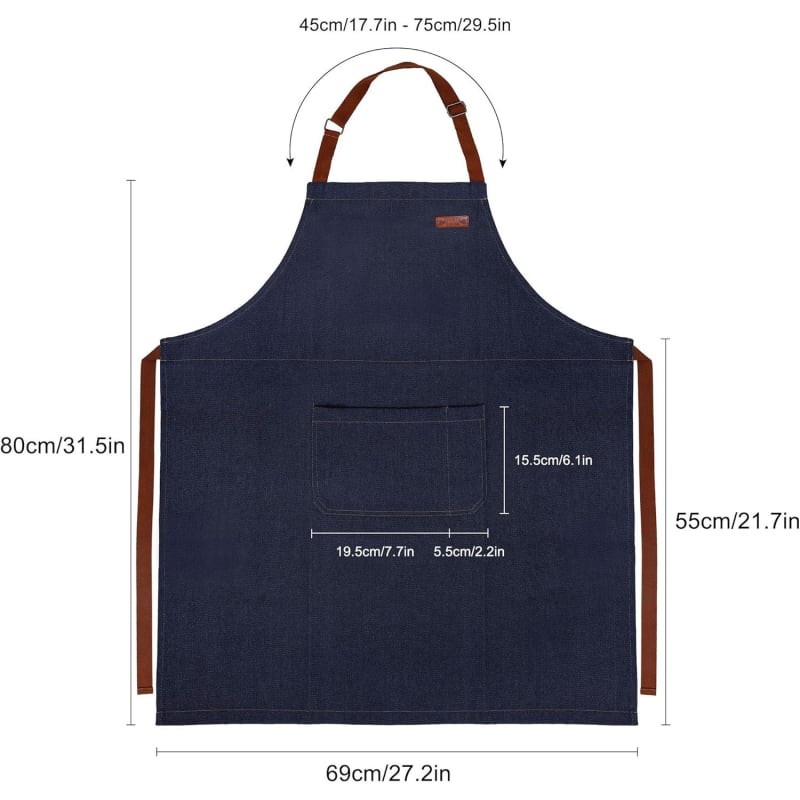 Denim pregača s halter vratom, za kuhinju i dom, vodonepropusna i otporna na masnoću, duga pregača za pečenje, mogućnost tiska logotipa