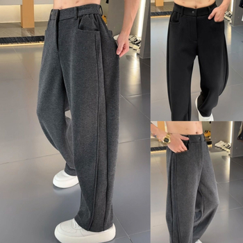 Visokokvalitetne muške casual hlače za jesen/zimu, jednobojne, retro stil, opuštena krojenja, duge hlače