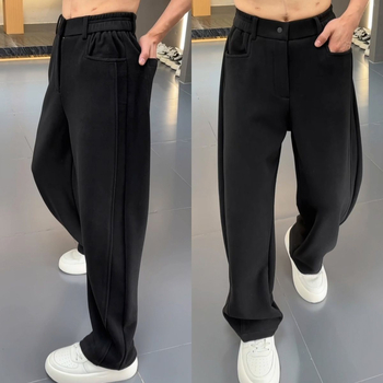 Visokokvalitetne muške casual hlače za jesen/zimu, jednobojne, retro stil, opuštena krojenja, duge hlače