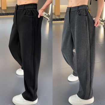 Visokokvalitetne muške casual hlače za jesen/zimu, jednobojne, retro stil, opuštena krojenja, duge hlače