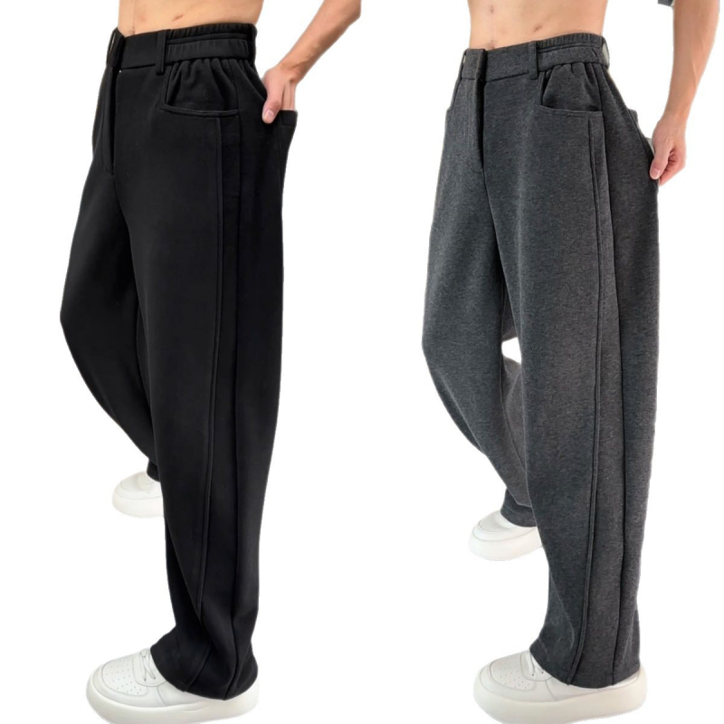 Visokokvalitetne muške casual hlače za jesen/zimu, jednobojne, retro stil, opuštena krojenja, duge hlače