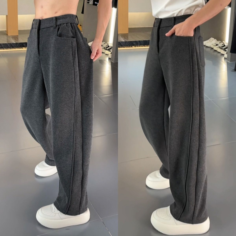 Visokokvalitetne muške casual hlače za jesen/zimu, jednobojne, retro stil, opuštena krojenja, duge hlače