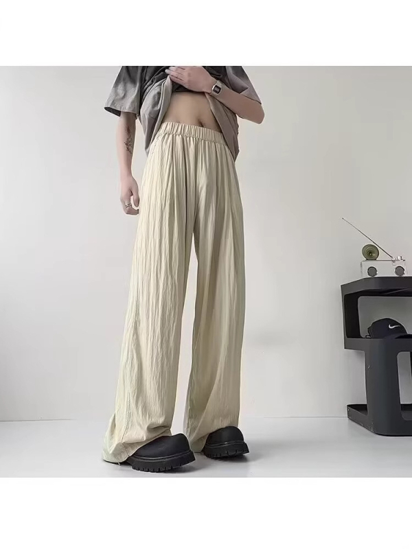 Crne muške ljetne ležerne hlače s ravnim krojem, široke, casual, brzo se suše, moderan stil