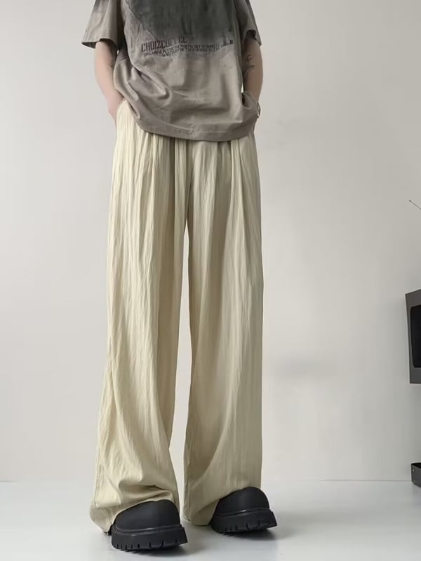 Crne muške ljetne ležerne hlače s ravnim krojem, široke, casual, brzo se suše, moderan stil