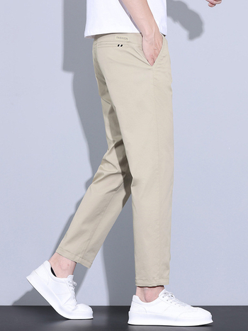 2025 nove tanke hlače od ice silk za muškarce, cropped kroj, ravni kroj, elastične, brzo suše, bez peglanja