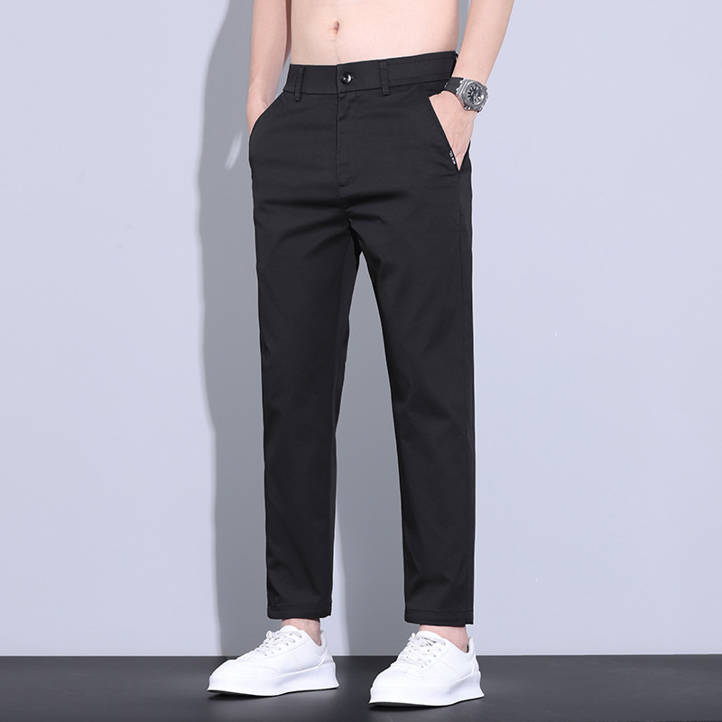 2025 nove tanke hlače od ice silk za muškarce, cropped kroj, ravni kroj, elastične, brzo suše, bez peglanja