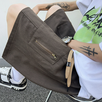 Američki retro radnički šorc za muškarce, ljeto, opuštena široka krojena, do koljena, streetwear brend