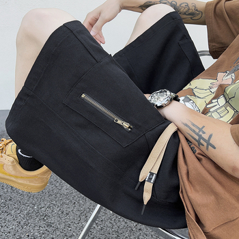 Američki retro radnički šorc za muškarce, ljeto, opuštena široka krojena, do koljena, streetwear brend