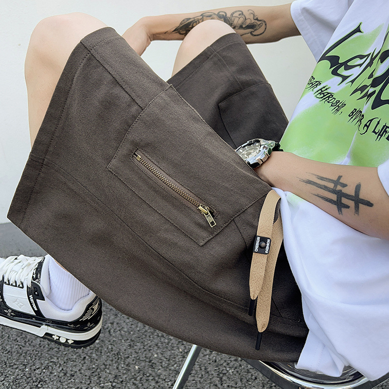 Američki retro radnički šorc za muškarce, ljeto, opuštena široka krojena, do koljena, streetwear brend