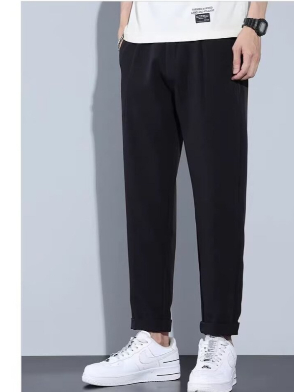 Férfi nyári könnyű nadrág, egyenes szabású, casual, Ice Silk anyagú, drapírozó hatás