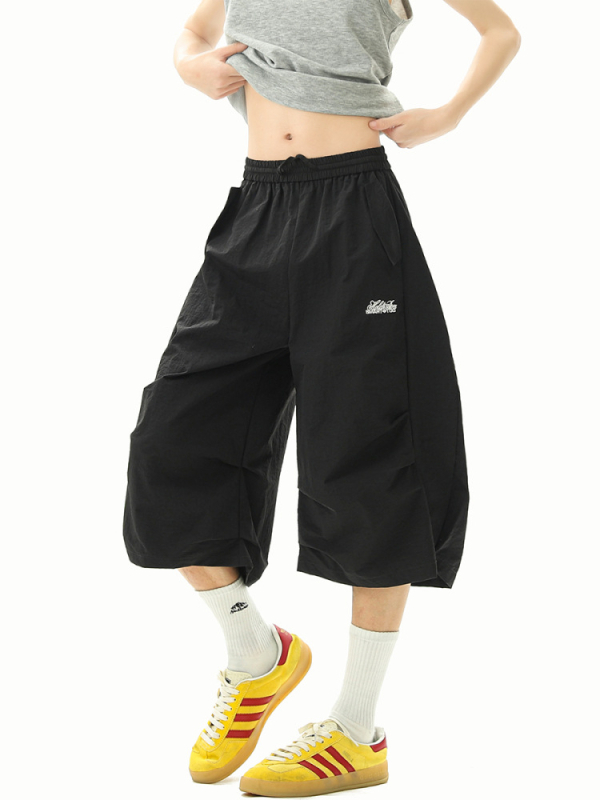 Dopamine šivanje s natpisom, brzo sušeće šorceve, unisex, ljeto, planinski vanjski stil, lagane, prozračne, široka silueta, kapri dužina