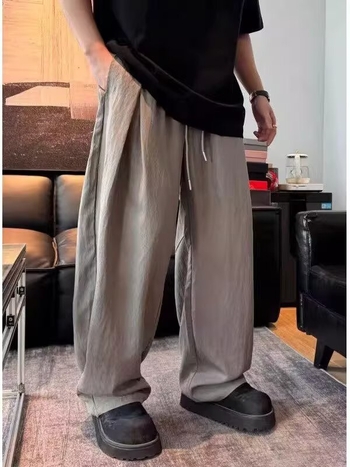 Muške casual hlače Taslan, ležerni stil, drapirani silueta, široke nogavice, ravni kroj, ljetni stil