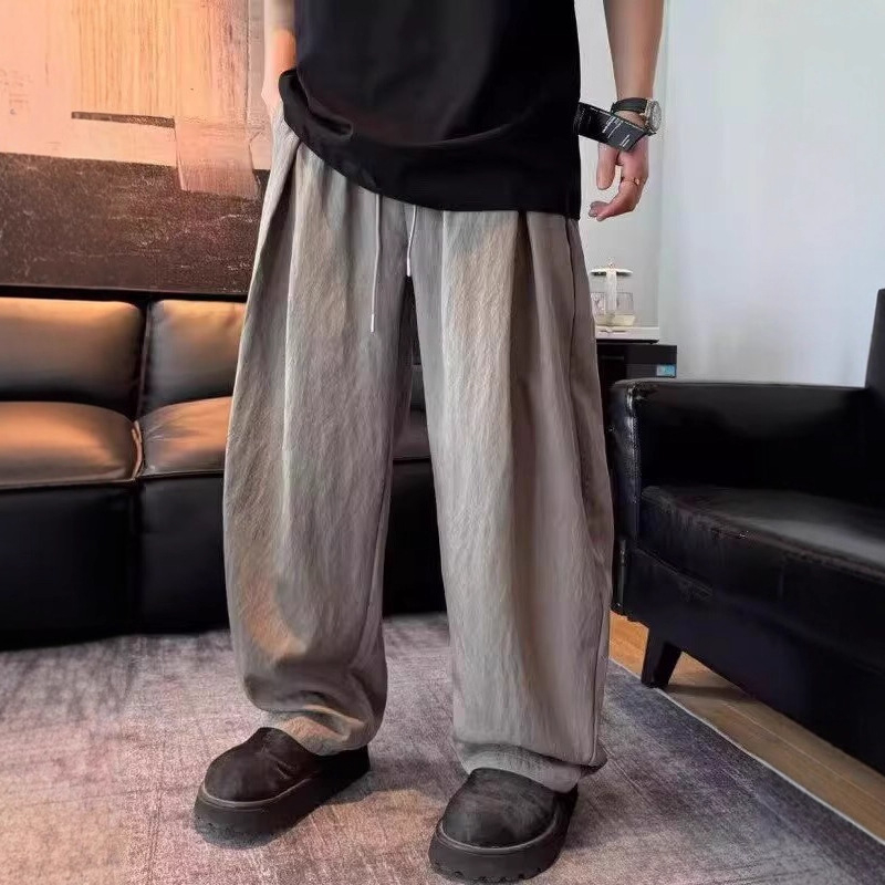Muške casual hlače Taslan, ležerni stil, drapirani silueta, široke nogavice, ravni kroj, ljetni stil