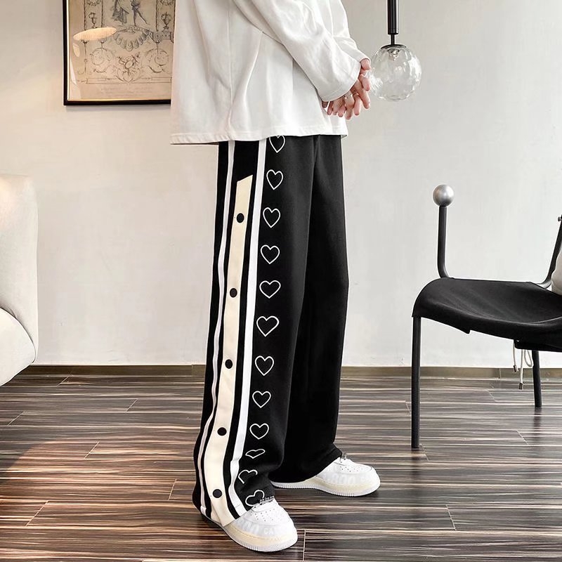 Muške široke hlače do poda s kopčanjem, niski pojas, hongkonški gradski stil, drapirani kroj, dužina do poda, udobne hip-hop hlače za svakodnevno nošenje
