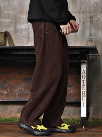 Amerikai retro kordbársony férfiaknak, lazán szabott, széles szárú casual nadrág, oversized