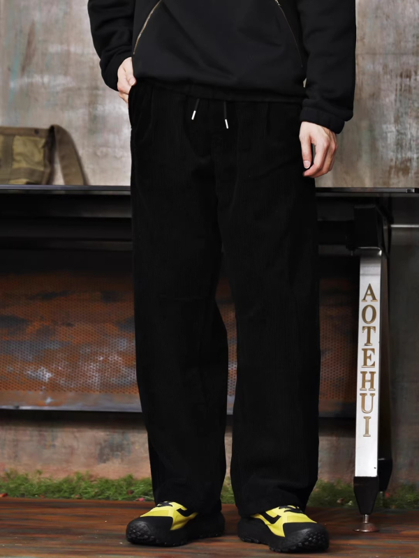 Amerikai retro kordbársony férfiaknak, lazán szabott, széles szárú casual nadrág, oversized