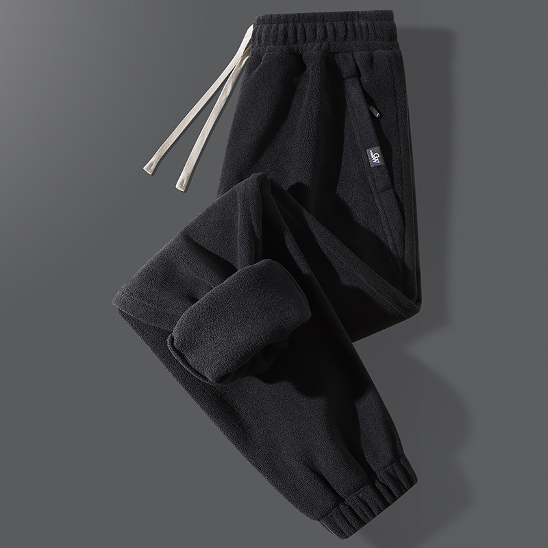 Téli férfi sportnadrág fleece béléssel, dupla oldalú fleece, koreai stílusú, vastag, kényelmes