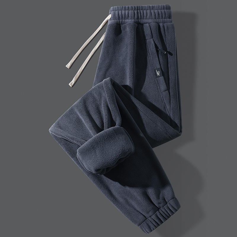 Téli férfi sportnadrág fleece béléssel, dupla oldalú fleece, koreai stílusú, vastag, kényelmes