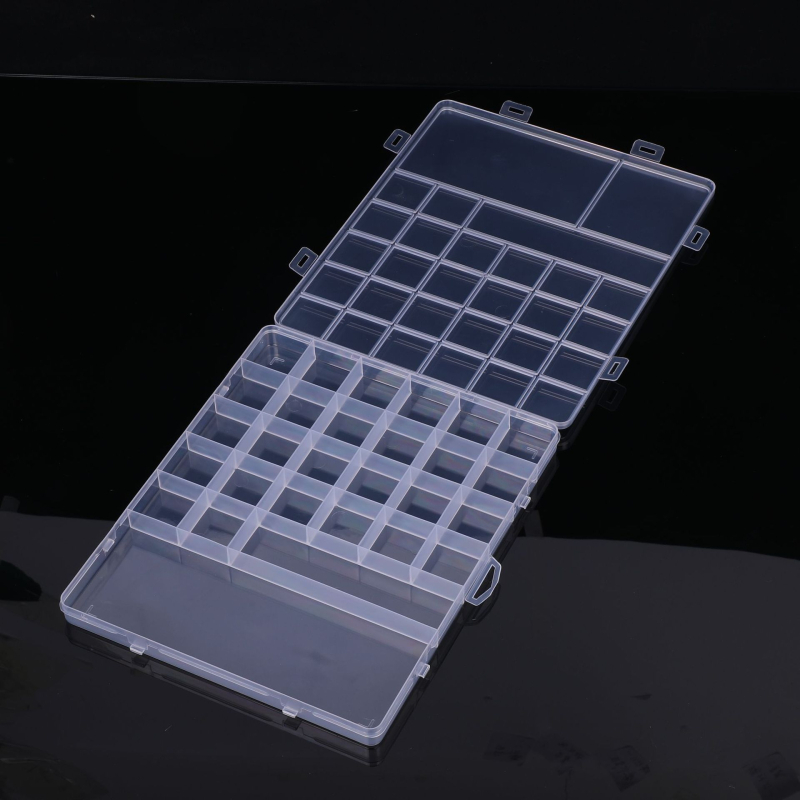 Prozirni organizator za perle i manikuru sa 26+2 pretinaca, fiksnim pregradama, PP plastika