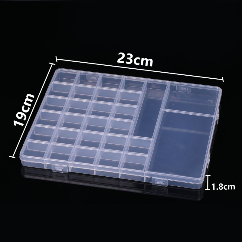 Prozirni organizator za perle i manikuru sa 26+2 pretinaca, fiksnim pregradama, PP plastika