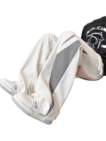 Őszi-téli férfi sportnadrág fleece bevonattal, egyenes szabású, mindennapi viselethez