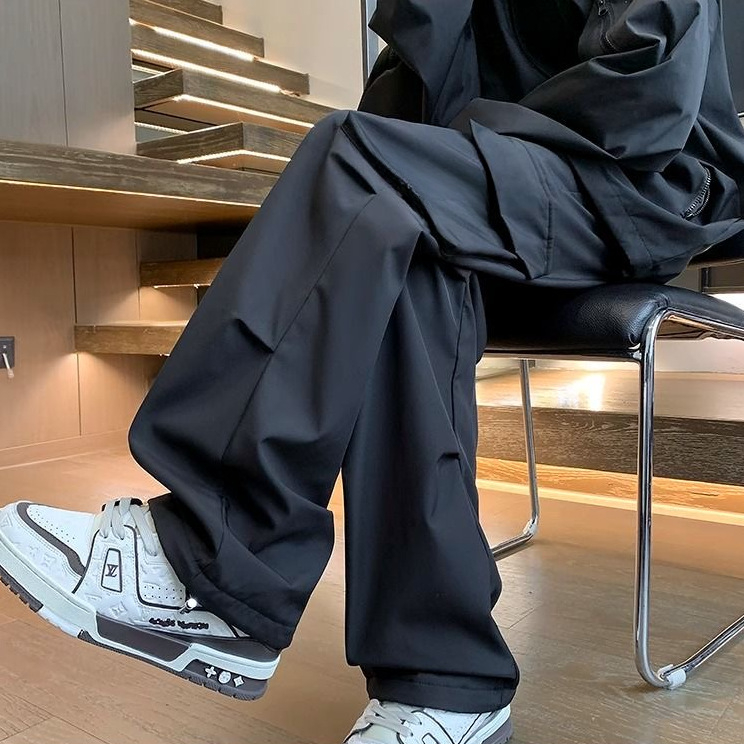 Férfi téli sportnadrág fleece-béléssel, vastag, munkaruházati casual stílus, egyenes és bő szabású, sokoldalú