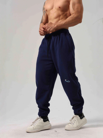 300 g Muške sportske hlače s izšivanjem, dvostrano polarni fleece, za jesen-zimu, s fleeceom iznutra i debelim krojem