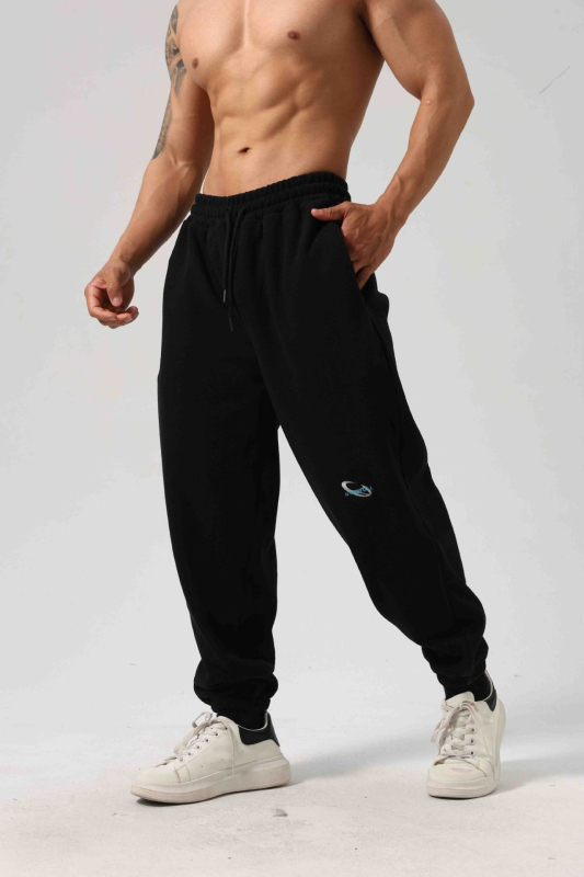 300 g Muške sportske hlače s izšivanjem, dvostrano polarni fleece, za jesen-zimu, s fleeceom iznutra i debelim krojem