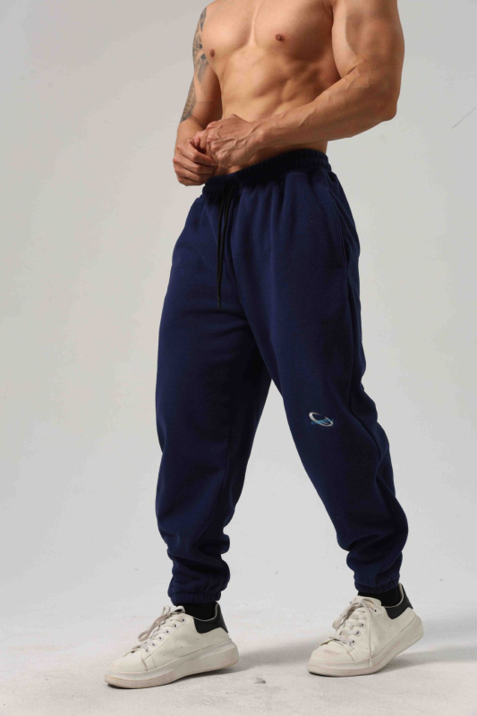 300 g Muške sportske hlače s izšivanjem, dvostrano polarni fleece, za jesen-zimu, s fleeceom iznutra i debelim krojem