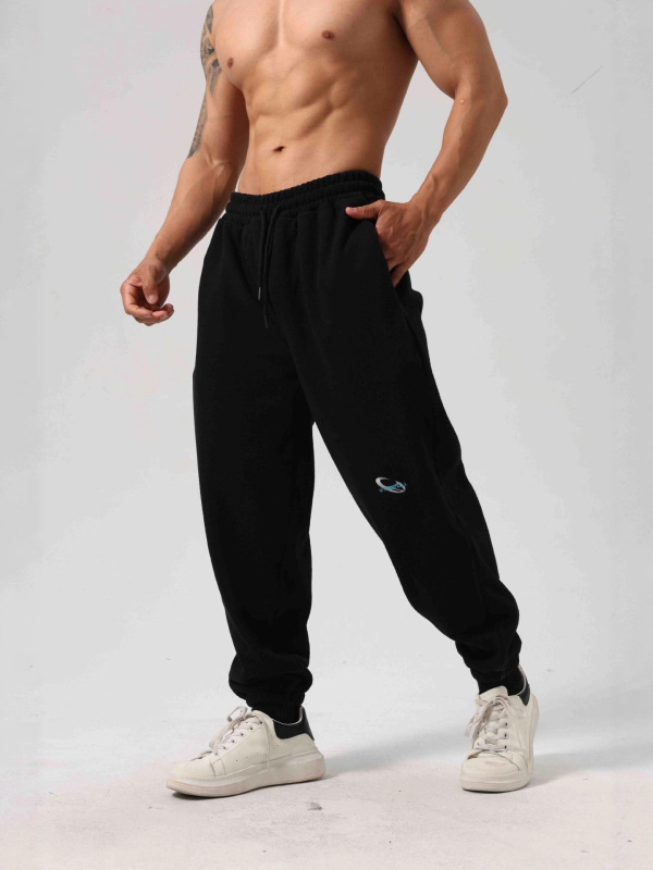 300 g Muške sportske hlače s izšivanjem, dvostrano polarni fleece, za jesen-zimu, s fleeceom iznutra i debelim krojem