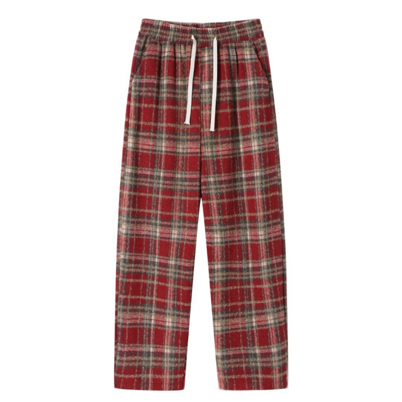 Muške vintage karirane casual hlače – ležernog kroja, ravne nogavice, jesenski stil