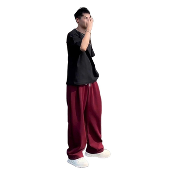 Ankora Crvene sweatpants s scimitarom za muškarce, proljeće–jesen, svestran ležeran kroj, američki retro doživljaj, casual široke hlače