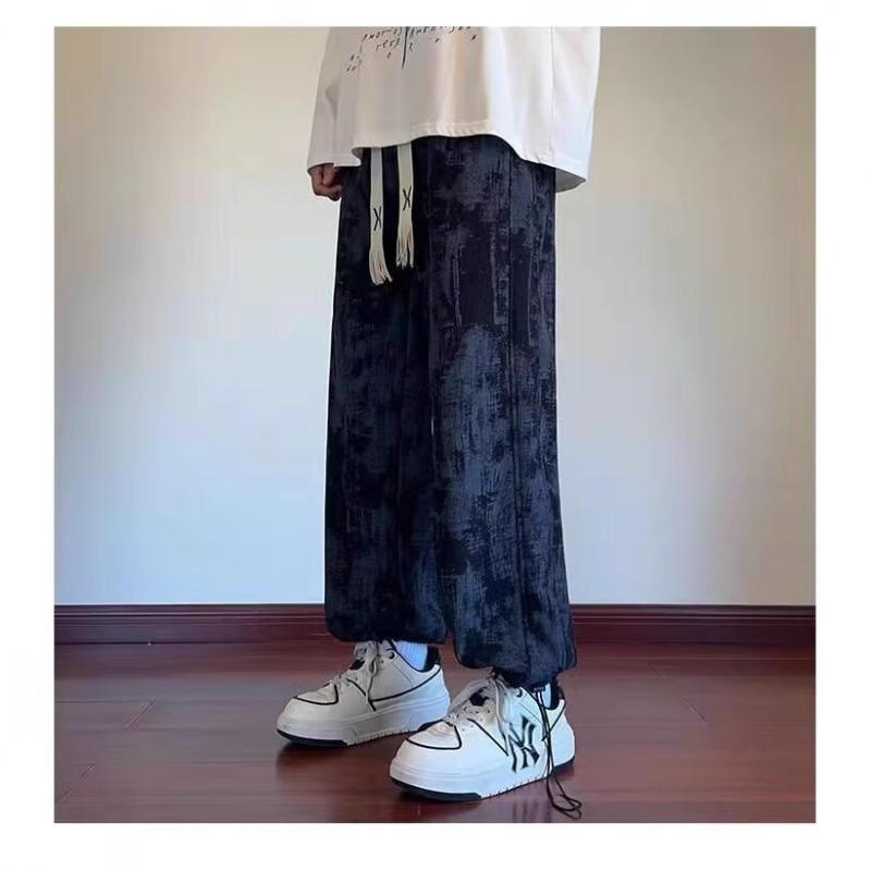Téli laza, széles szárú nadrág tiniknek, koreai stílusú fleece béléses, sportos-casual egyenes szabás