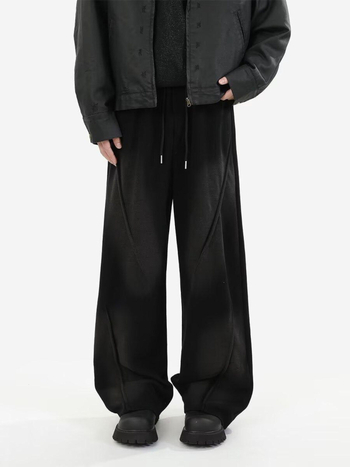 Muške sive jogger hlače u japanskom stilu, vintage dojam, udoban kroj, široke nogavice, kolidž streetwear