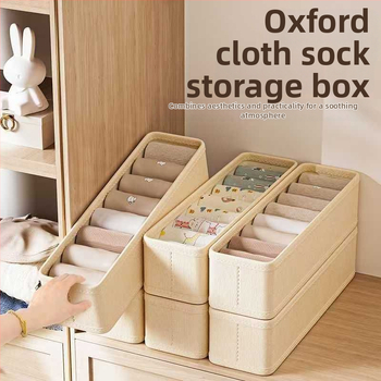 Box na uskladnenie spodného prádla a ponožiek, Oxford látka, tri v jednom – organizér do šatní