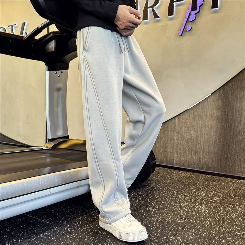 Muške trenirke s ravnim krojem, debeli materijal, sportske i casual hlače