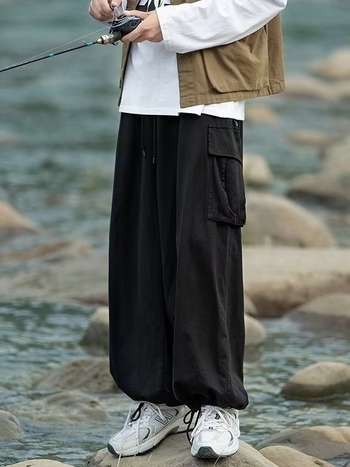 Muške khaki cargo hlače, plus veličina, oversize, široka kroj, casual radni stil